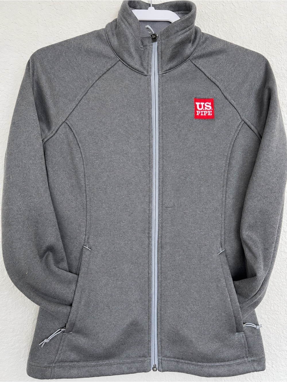 The North Face Gray Full-Zip Utility Jacket with Red Chest Patch